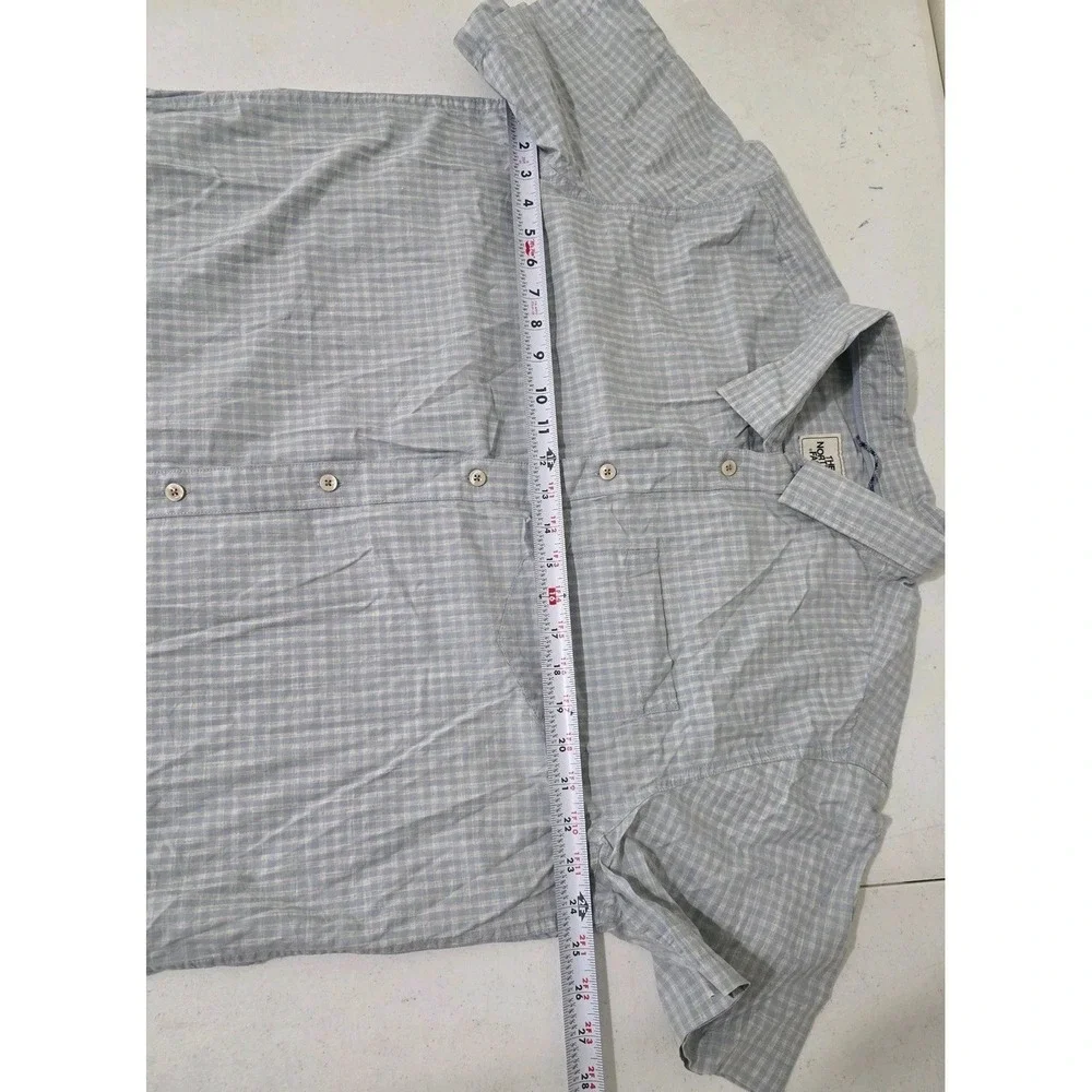 North Face Button Up Shirt Mens XL Blue Yellow Gingham Short Sleeves Bundle 2